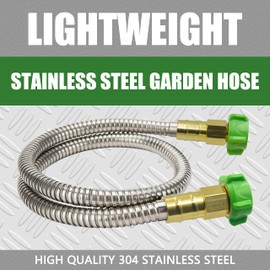 YANWOO 304 Stainless Steel 4ft Short Garden Hose with Female to Female Metal Connector, Flexible & Lightweight Water Hose (4ft)