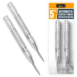 ALBO Spring Loaded Center Punch Tool – 5 Inch Automatic Punch for Metal, Wood, Steel – Heavy Duty Drill Punch – Durable Galvanized Coating, Precision Tip for DIY, Workshop & Professional Use (2pcs)