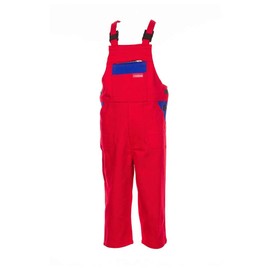 Planam Children's Dungarees, Size 146/152 (UK 11/12), Medium Green/Medium Red, 166146, 140