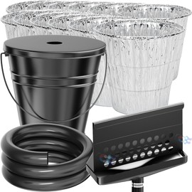 Trybuy Rear Grease Drainage System for Blackstone Grease Catcher Upgrade, with Grease Trap Funnel W/Integrated Grease Gate, Grease Bucket W/Lid, 12-Pack Foil Bucket Liners, Blackstone Griddle Accessories