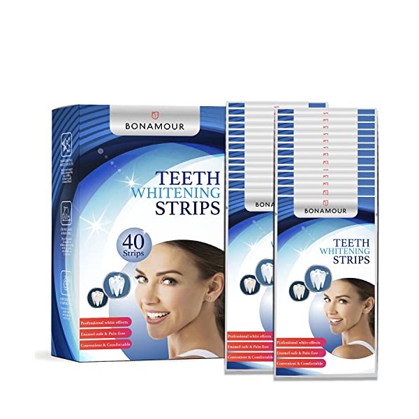 Teeth Whitening Strips(40 strips), Teeth Whitening, Whiter in 14 Days, Zero Peroxide, Safe and Effective Whitening Strips, Professional Teeth Whitening Strips