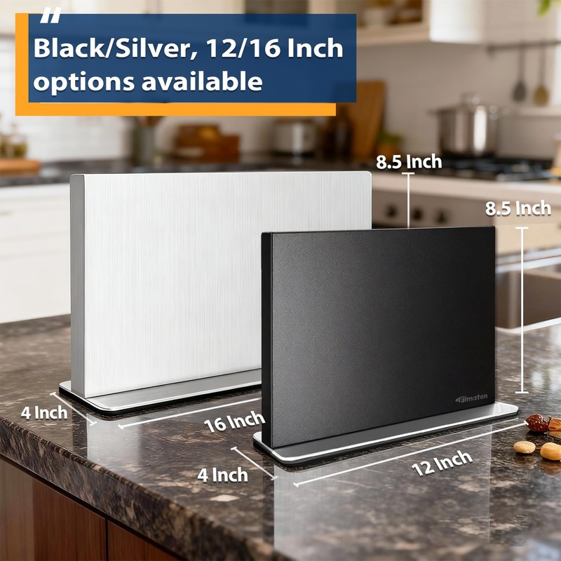 Fimaten Magnetic Knife Block Stand Without Knives 12 Inch Silver