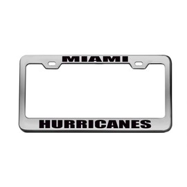 Miami Hurricanes Chrome License Plate Frame Tag Black