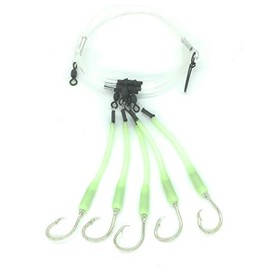 Deep Drop Tilefish Rig, 5 Mustad Circle Hooks with Glow Sleeve (12/0)