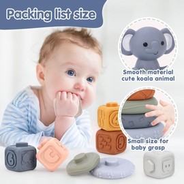 REMOKING Montessori Toy for Babies, 13 Pieces Baby Building Block Toy, Stacking Toy, Educational Toy, Baby Motor Skills Toy, Gifts for 0-3-6-12 Months Boys and Girls