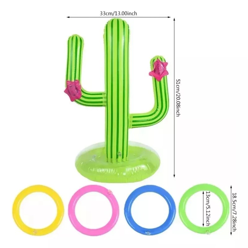 Veraly Juego Inflable De Cactus Lanzamiento De Aros Para Alberca