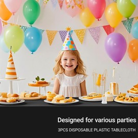 MRJ 3 Pack White Plastic Table Cloth 54 x 108 Inch Disposable Rectangle Waterproof Table Cover for Birthday Baby Shower Wedding