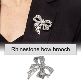 EMSea Bow Knot Brooch in Silver Rhinestone Bow Brooch in Metal Bowknot Broach Pin in Vintage Style Jewelry Decoration for Woman Girls Clothes Hats Scarves Bags