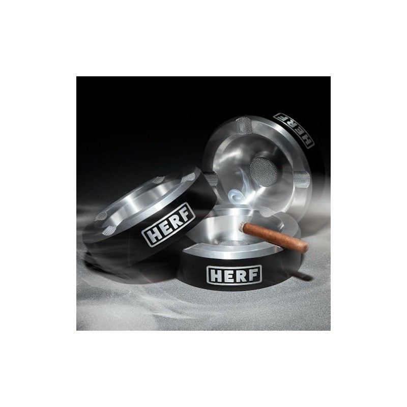 HERF Signature Black Ash tray, Unbreakable Cigar Ashtray, 4 Cigar