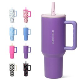 DLOCCOLD 40 oz Tumbler with Handle & Flip Straw, Car Cup Holder Friendly, Leak Resistant Water Bottle, Reusable Insulated Modern Stainless Steel Tumbler, Gifts for Women & Men