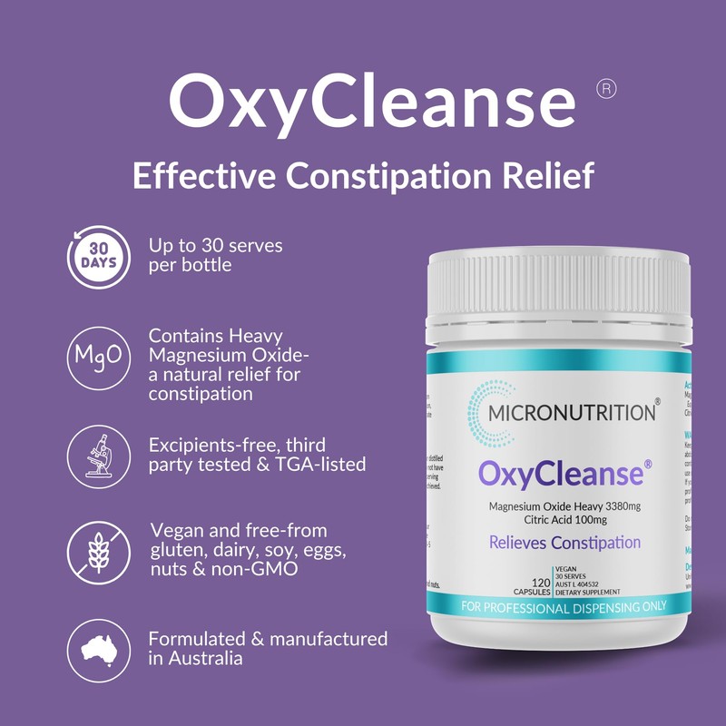 MICRONUTRITION OxyCleanse Constipation Relief (120 Capsules) Magnesium Oxide Supplement with