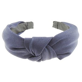 Ladies Draped Chiffon Stripe Twist Knot Headband Alice Band (Navy)