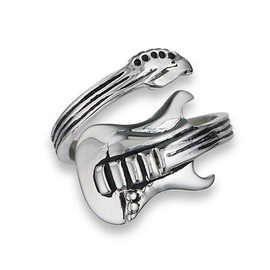Fantasy Forge Jewelry Electric Guitar Ring Womens Mens Stainless Steel Adjustable Music Instrument Band Sizes 7-12 (11)
