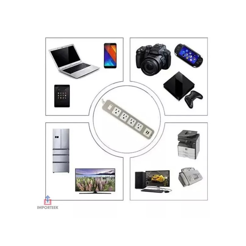 Importeek Multicontacto Supresor Picos Barra Escritorio Cargador Usb