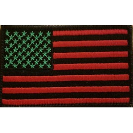 United States USA Flag Embroidered Pan African Patch with Hook & Loop Fastener MC Biker Morale Tactical Shoulder Black, Red & Green Version Emblem Black Border #1