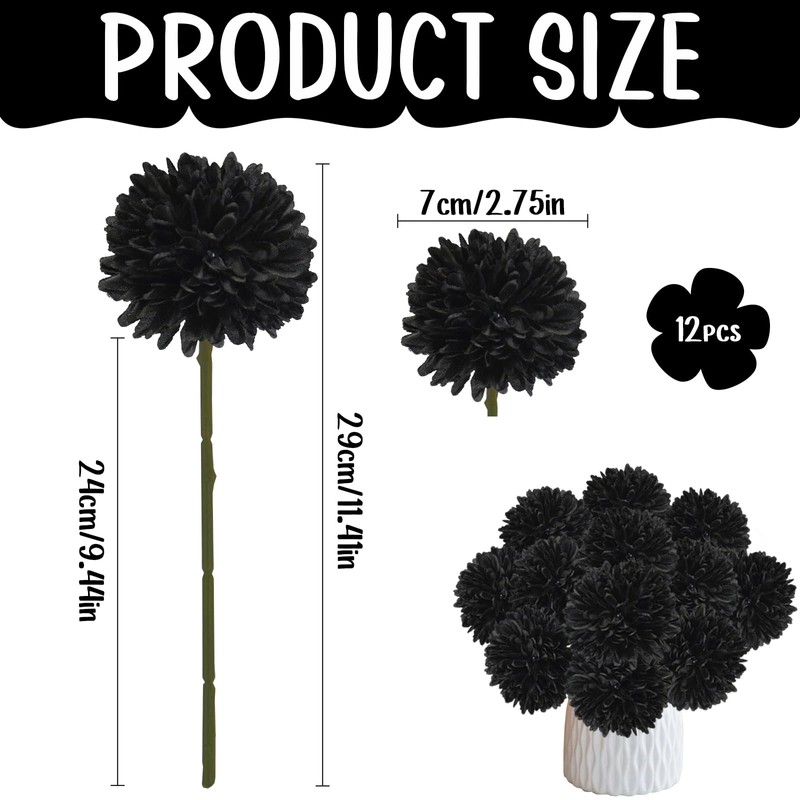 XoeLLe 12 Pcs Chrysanthemum Artificial Flowers Fake Flowers Long Stem