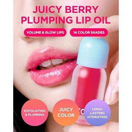 TOCOBO Juicy Berry Plumping Lip Oil 02 Berry Brandy – Korean Vegan Hydrating Lip Oil with Plant Oils for High Shine Gloss - Non Sticky Formula for All Skin Tones, 0.12 fl.oz.