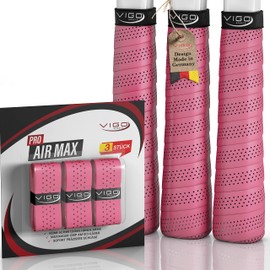 VIGO SPORTS - Pro Airmax [Set of 3] Overgrip Tennis Racket Grip Tape with Anti Sweat Technology Thanks to Special Perforation - Tennis Grip Tape for Optimal Racket Control with Easy Assembly