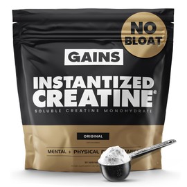 Gains in Bulk Instantized Creatine Monohydrate for Women and Men, Soluble Creatine Powder, Supports Muscle Building, Strength and Performance, Bodybuilding Supplements, Unflavored, 30 Servings