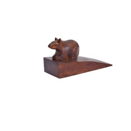 Door Stopper Wooden Handcarved Wedge Door Stop Decorative (Mouse Shape)