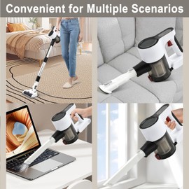 SIPPON Cordless Vacuum Cleaner, Powerful Brushless Motor, 6-in-1 Lightweight Vacuum Cleaner, Wall Mount with LED Display and Motor Mop Light for Pet Hair/Hardwood Floors/Car（Lvory）