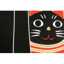 手ぬぐい 黒招き猫 福猫 捺染 片面染め 手拭い インテリア