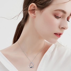 YAFEINI Panda Necklace Sterling Silver Heart Panda Pendant Necklace Panda Jewellery Gifts for Ladies Animal Necklace (Panda Necklace)