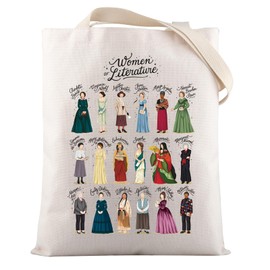 VAMSII Literature Gift for Book Lover Women of Literature Tote BagBook Themed Gifts for Readers Librarians Gifts (WomenLiteratureTote)
