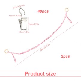 DEANKEJI Pack of 2 Cuddly Toy Net, 2 m Cotton Rope Cuddly Toy Storage Chain, Plush Toy Storage with Wooden Rings, Pink Stuffed Toy Hammock with 40 Clips, for Storage Toys, Photos