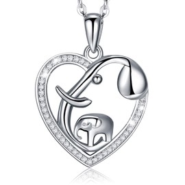 AEONSLOVE Elephant Gifts for Women Elephant Necklace Heart Sterling Silver Elephant Jewelry Gifts for Mother Daughter Sister Wife
