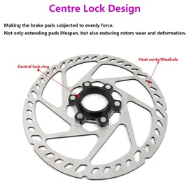 Remeiven Disc Brake Rotor with Centre Lock 160/180 /203/140 mm Bike Brake Rotors for Mtb Mountain Road Bicycle with Disc Braking System (140mm)