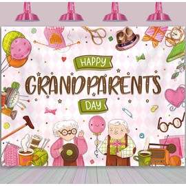 Happy Grandparents Day Backdrop Grandparent's Day Party Photography Background Best National Grandparents Decoration Banner Supplies (7x5FT)