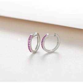 Women's Hoop Earrings Small Round 925 Sterling Silver White Gold Plated with Round Cut Sparkling Cubic Zirconia Jewellery for Women Girls – Diameter: 18 mm Width: 2.5 mm, Silver