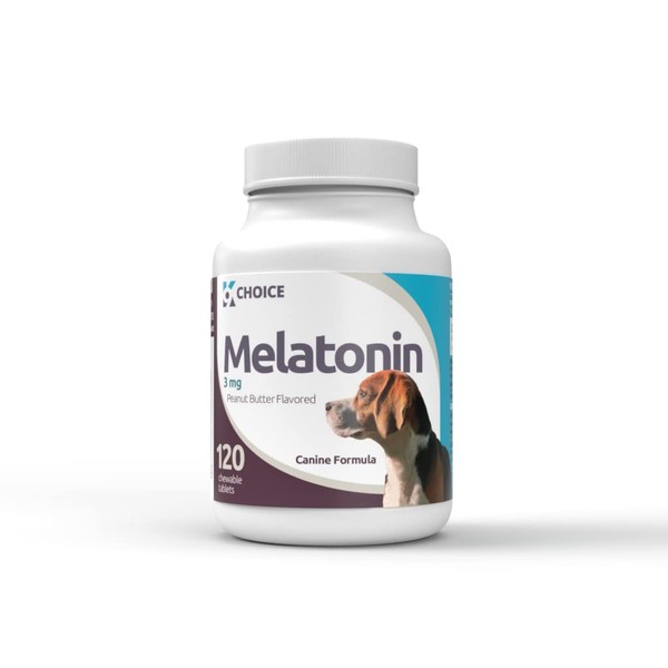K9 Choice 3mg Melatonin for Dogs - 120ct Chewable Tablets, Peanut Butter Flavored Melatonin Dogs Love