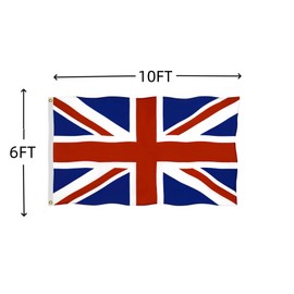 UK Flag 10X15 FT, United Kingdom Flags,Outdoor Polyester Flags, Double Stitched British Nationoal Flags with Brass Grommets and Stronger Header. (10X15)