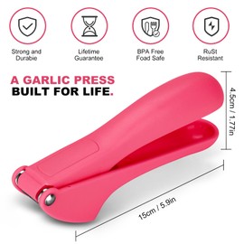 IDM-UTSL Garlic Press, Lightweight Garlic Crusher, Easy Clean Garlic Masher, Value for money/Super Easy to Use, Pink