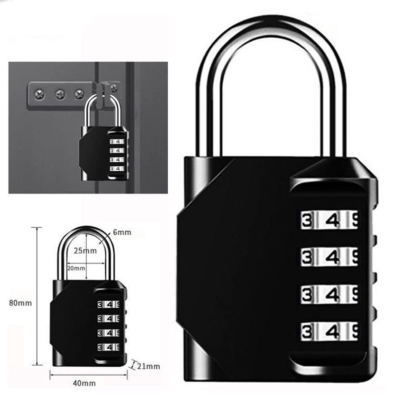 4 Digit Combination Lock,Resettable Combination Padlock Gym Locker Locks with