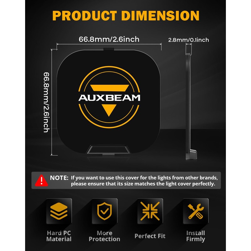 Auxbeam 3 Inch Color Play Series Off-Road Protective Cover, Black