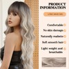 Allbell Long Curly Wavy Ash Gray Blonde Wig with Bangs