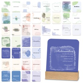 BIROYAL Motivational Cards Mindfulness Cards with Card Stand Affirmation Cards Lucky Cards & Sayings Motivation & Mindfulness Gratitude Cards Positive Mindset for Adults, Watercolour