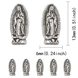 MseaRust 60Pcs Double-Sided Alloy Our Lady of Guadalupe Loose Beads Charms Jesus Virgin Mary Religion Spacer Beads for Diy Rosary Beads Necklace Bracelet Jewelry Making