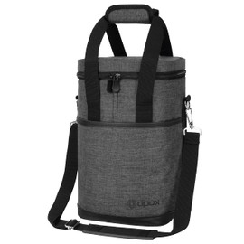 Opux Insulated Wine Tote, 4 Bottle Cooler Bag - Leakproof, Padded Portable Carrier for Travel, Picnic, BYOB - Gift for Wine Lovers (Charcoal Gray)