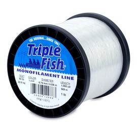 Triple Fish Mono Line, 50-Pound (22.7 Kg) Test, .028 in (0.70 Mm) Diameter, Clear, 1-Pound (0.45 Kg) Spool, 1060-Yard (969 M)