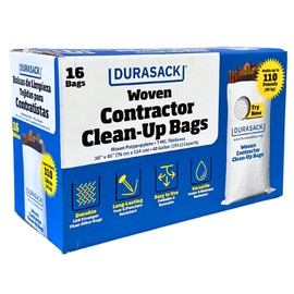 DURASACK Contractor Bags Heavy Duty 40-Gallon Reusable White Woven Polypropylene Contractor Garbage Bags, Pack of 16