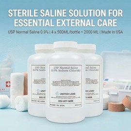 Solución de agua salina estéril normal (4 x 16.9 fl oz/botella = 67.6 fl oz) fabricada en EE. UU. | OTC