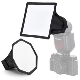 NEEWER Difusor de Flash Actualizado Speedlight Softbox Plegable 2 Pack, (5.9"/15cm Octágono, 6"x5" Rectangular)para Z2 Z1 V1 Flash de Cabeza Redonda y Compatible con Godox Sony Nikon Canon Flash, NS5P