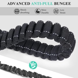 VIVAGLORY Hands Free Dog Leash Bungeeone Running Dog Leash with Waist Belt for Running Walking & Jogging, Bungee & Around Waist for Pet, M, Black/Turquoise