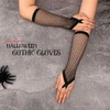 Latious Fingerless Long Fishnet Gloves Black Elbow Length Mesh Gloves