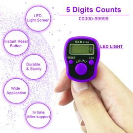Purple Knit Counter Knitting Crochet Stitch Marker Row Counter,Finger Digital Counter,Stitch counters for Crocheting,Finger Counter