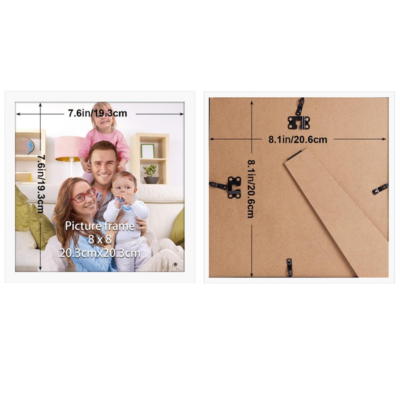Giftgarden 8x8 Picture Frame White, 8 by 8 Thin Square